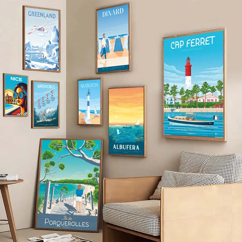 أوروبا السفر الصيف الشتاء لطيفة فرنسا لشبونة موناكو الملصقات قماش الطباعة صور فنية للجدران لغرفة المعيشة ديكور لا الإطار #5