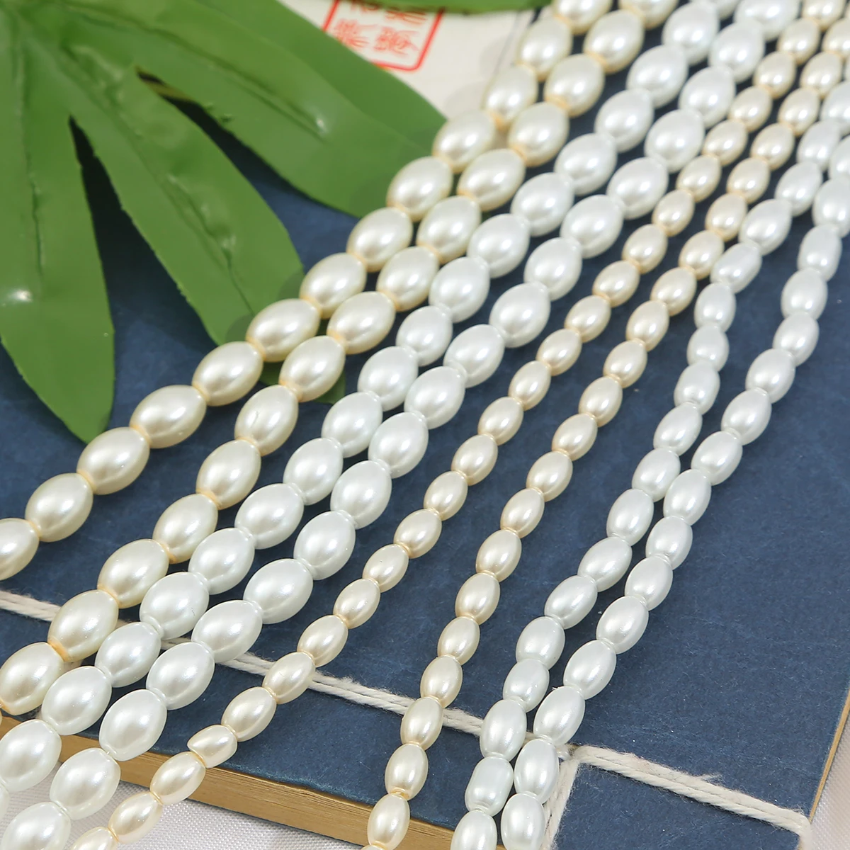 80cm/String Approx 90/120Pcs Ivory/White Glass Imitation Pearl Oval Beads For DIY Jewelry Making Bracelet Necklace Supplies