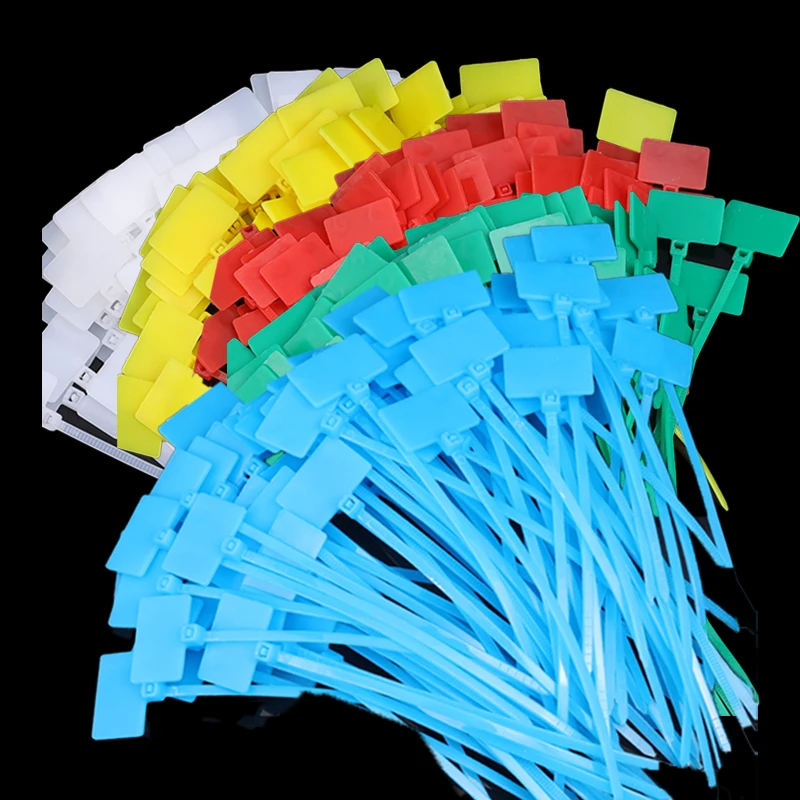 500–100 Stück Kabeletiketten, Nylon-Kabelbinder-Tag für Kabelmanagement, bunt, wasserdicht, Schlaufenbinder, Markierungen, selbstsichernder Reißverschluss