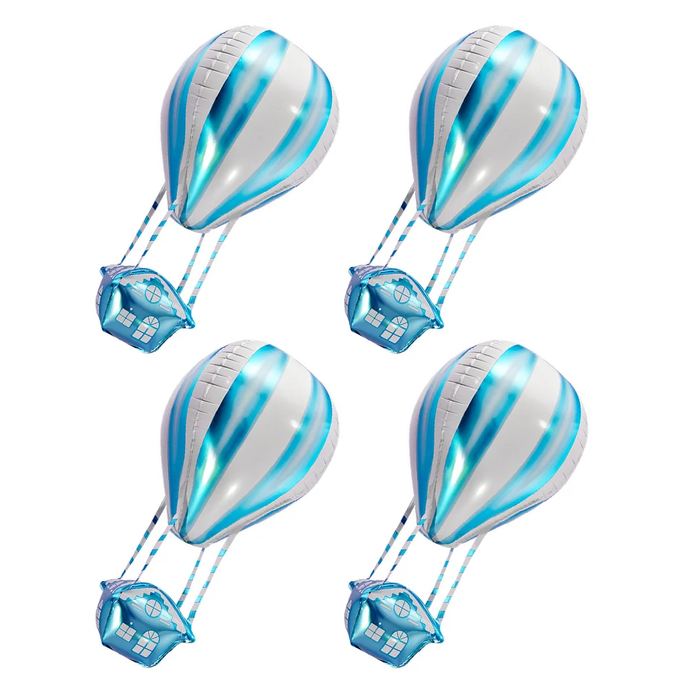 4 Pcs Hot Air Balloon Decoration Foil Birthday Balloons Aluminum Film Decorations Royal Blue