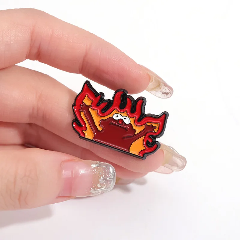 Fire Helllmo Enamel Pins Custom Cute Cartoon Brooches Lapel Badges Funny Anime Animal Jewelry Accessories Gift for Kids Friends