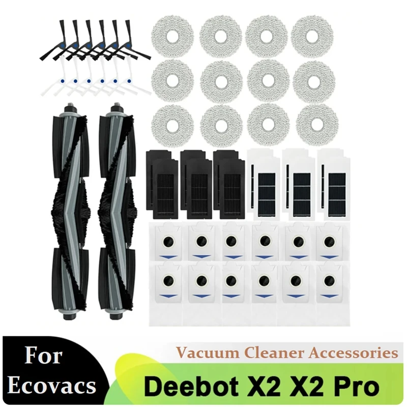 

Accessories Kit For Ecovacs Deebot X2/X2 Omni/X2 Pro/DEX86 Robot Vacuum Cleaner Main Side Brush Filter Dust Bag Mop