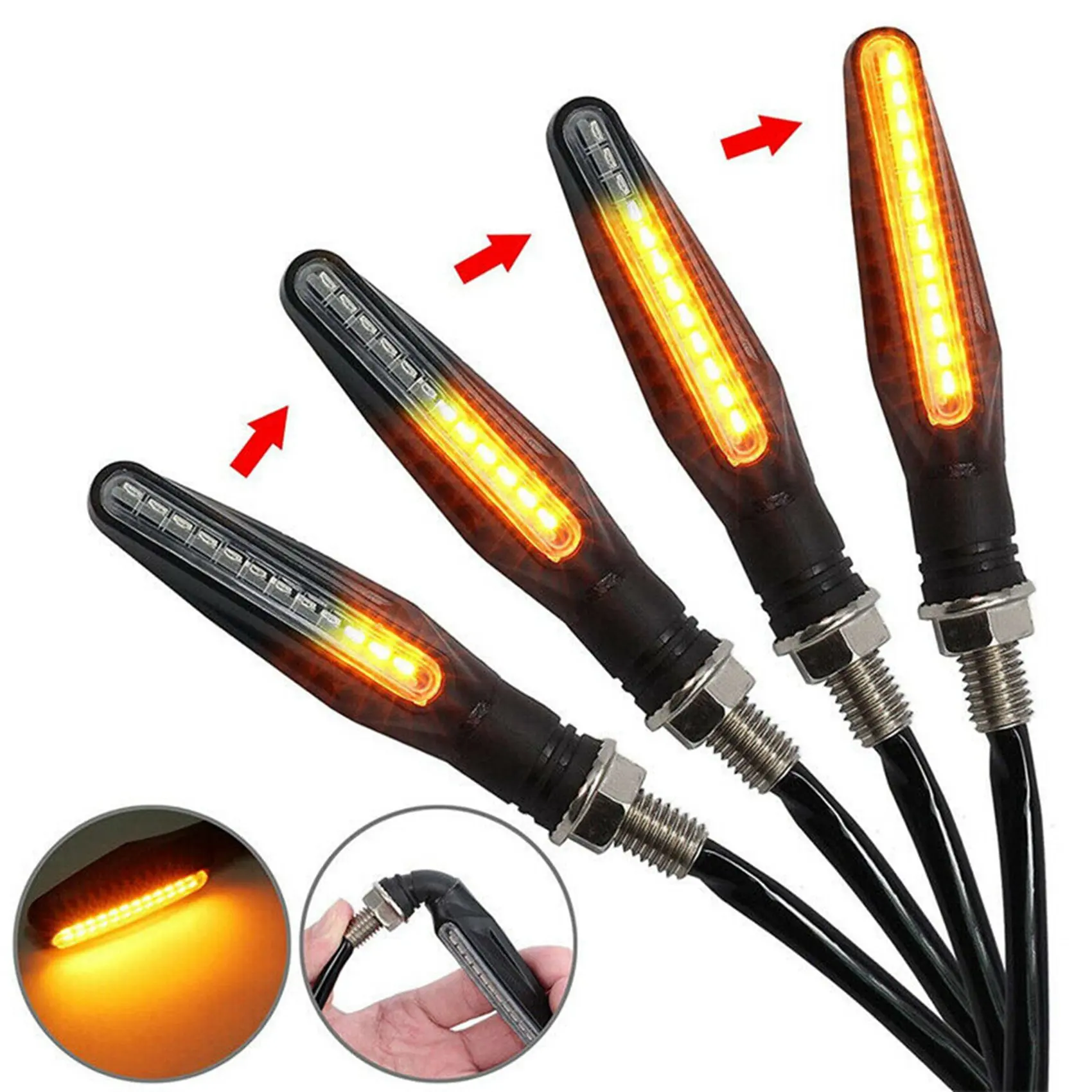 A11M-2X Motorcycle LED Turn Signal Lights For Kawasaki Ninja 1000 250R 300 650 650R ZX7R
