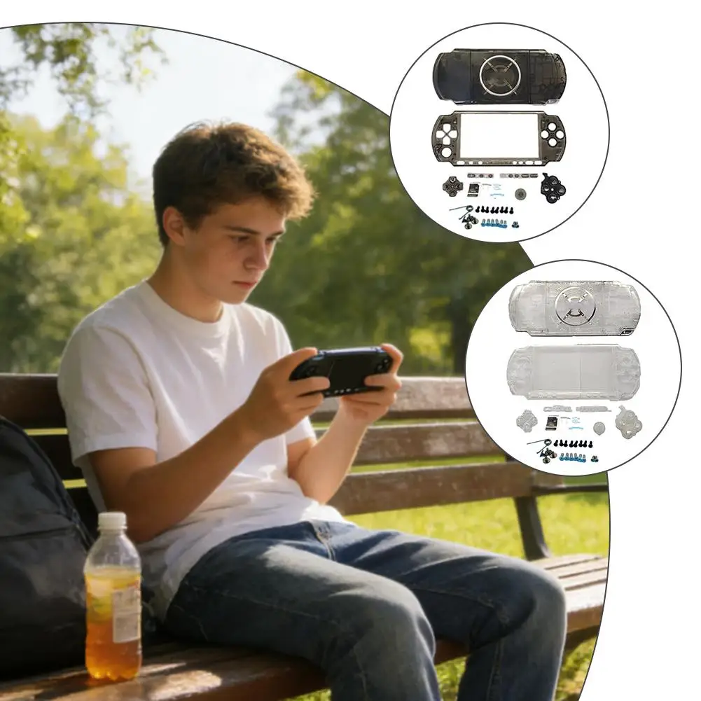 

Прозрачный корпус для ремонта PSP 3000, полный комплект, прозрачный сменный корпус для консоли, набор аксессуаров для электроники