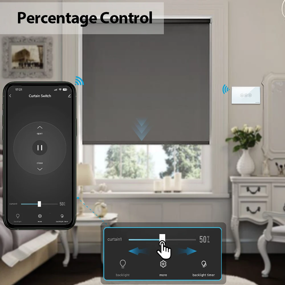 LoraTap US Tuya Smart RF WiFi interruptor de cortina para Motor eléctrico persiana enrollable Google Home Alexa Echo Control de voz blanco