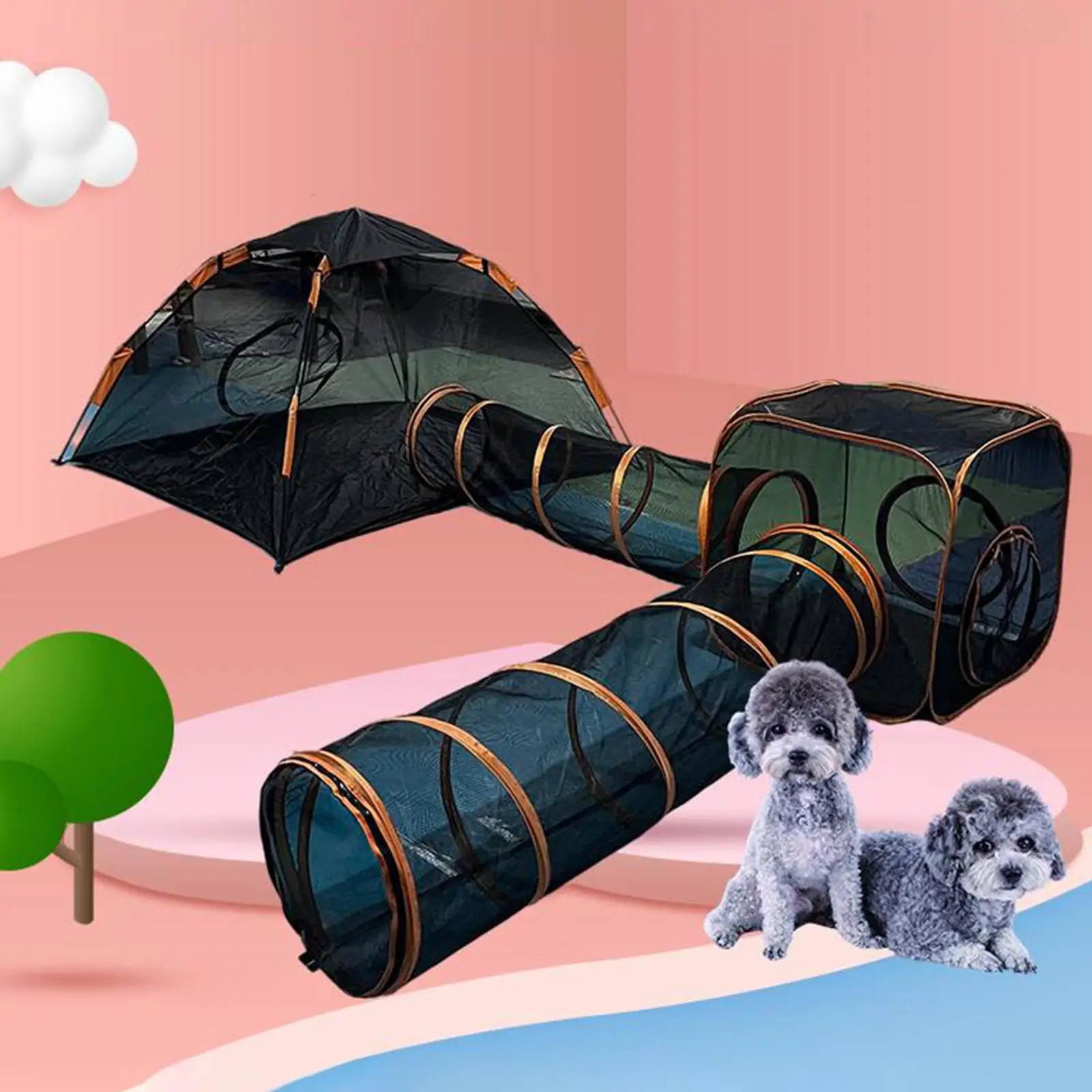 

Cat Tent with Tunnel Collapsible Large with Carrying Bag Outdoor Cat Enclosures