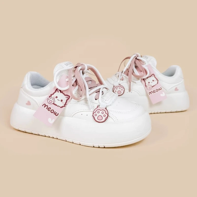 Dophee Japan Style Sweet Girl Thick Bottom Shoes Spring Autumn Round Toe Flats Platform Shoes All-match Women Casual Sport Shoe