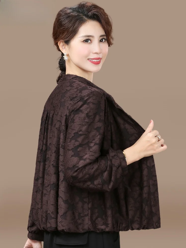 

Sli ort Autumn Jaet for Women 50 plus Middle-Aged And ly Faionable Korean Sle Loose Fit Cardigan Coat