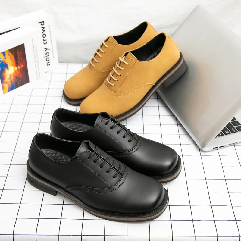

Мужские деловые туфли дерби в стиле ретро, мужские повседневные удобные нескользящие модные универсальные кожаные туфли на шнуровке, мужская рабочая обувь