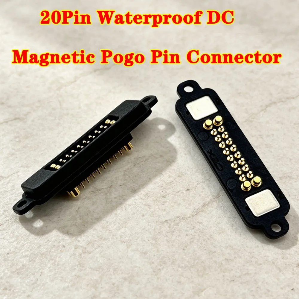 High Current With Ear 20Pin Waterproof DC Magnetic Pogo Pin Connector 10A 36V Male Female Spring Loaded DC Power Socket