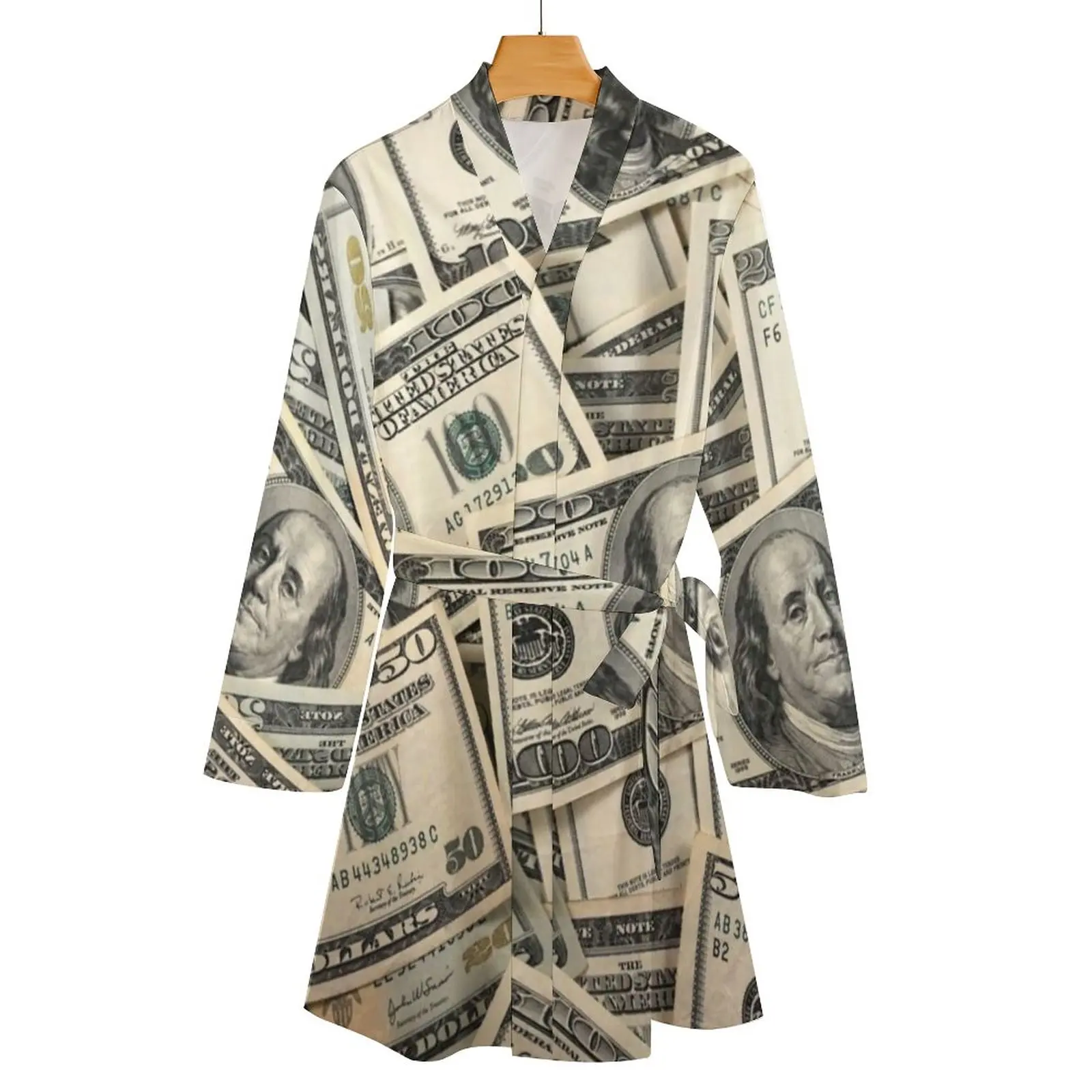 Dollar Pajama Robe Money Wrap comodo abito moglie stampato Lounge indumenti da notte caldi