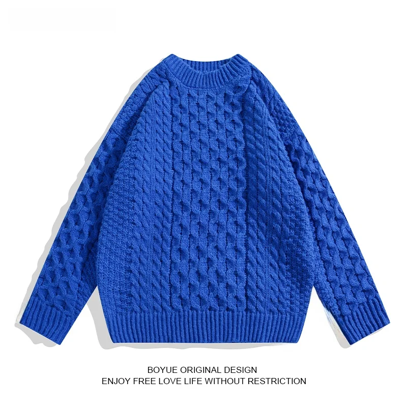 

Boyue Autumn Winter Loose Casual Twisted Sweater Japanese Sle Men's Trendy Knitted Texture Lazy Loose Fit Long Sve ...