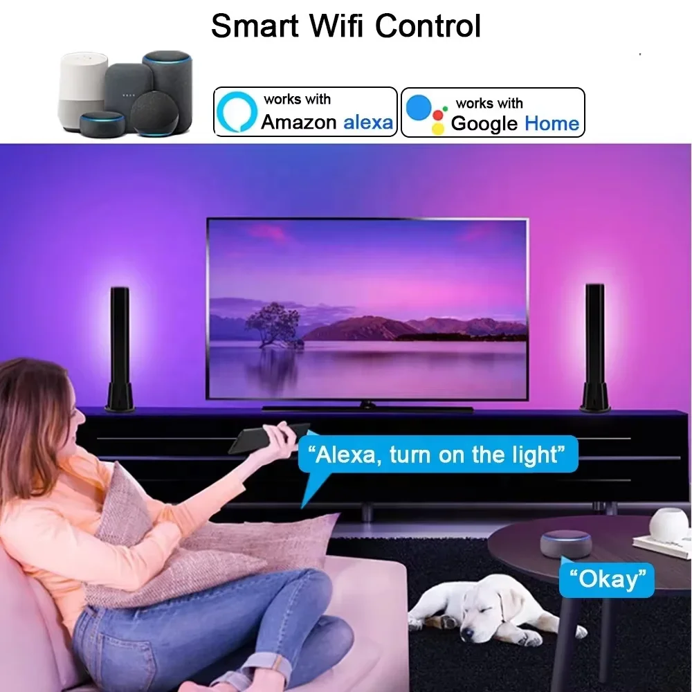 Wireless Smart Music Neon Ambient RGB Light Emitting Diode Bedside Backlight Bedroom Desk Hotel Living Room TV Decorations Light