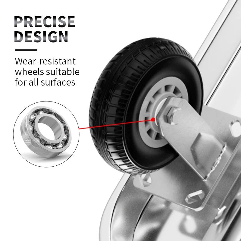 120*70 سنتيمتر 1000 كجم الحمولة الفولاذ المقاوم للصدأ اليد دفع عربة للطي الثقيلة مريحة منصة شاحنة عربة اليد