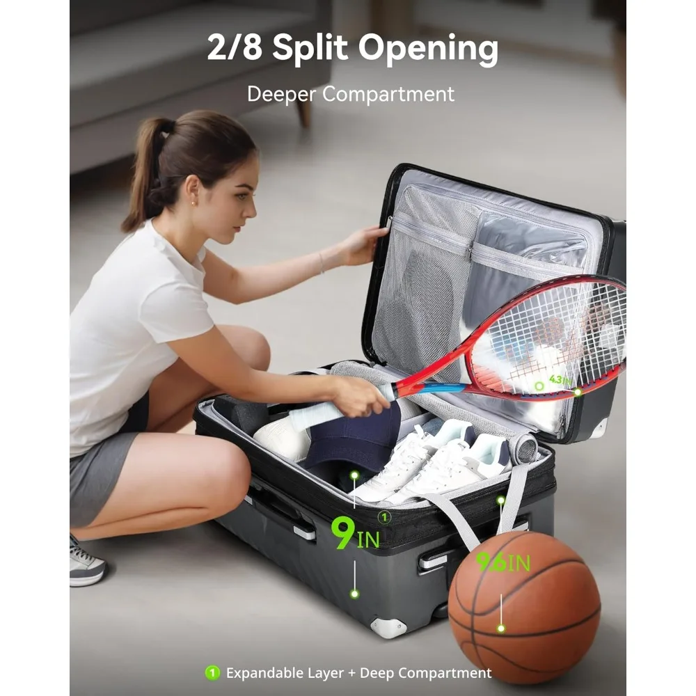 Bagagem de porta-malas de 26 polegadas com rodas giratórias, capacidade profunda e design expansível