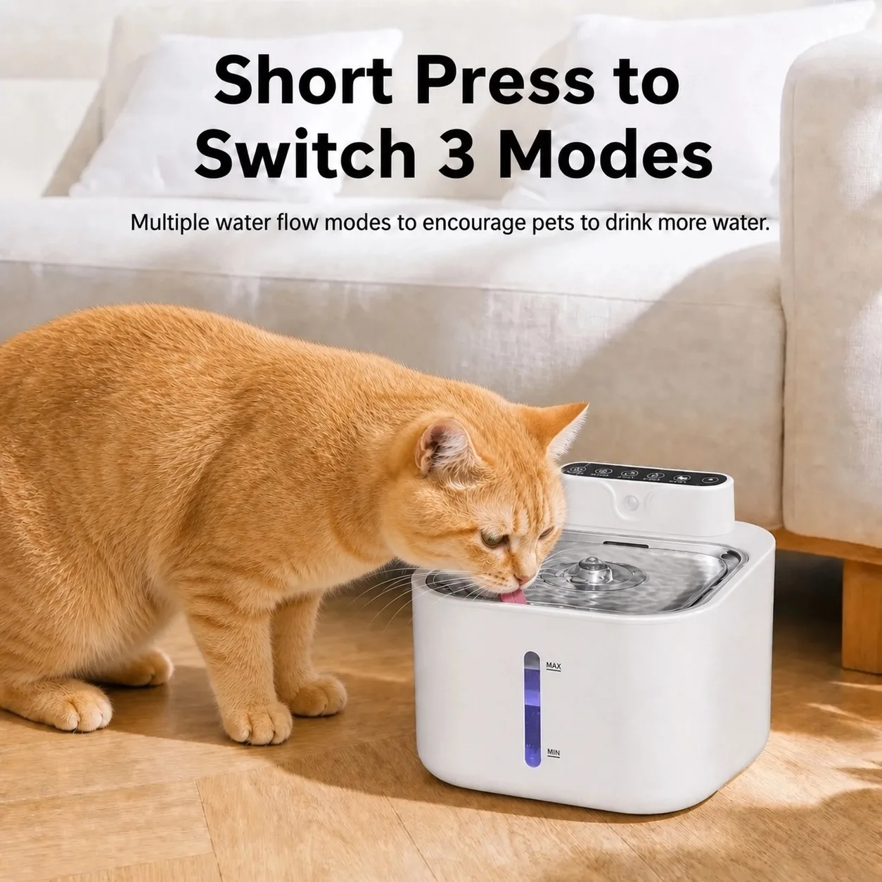 Smart Pet Water Fountain 4L Capacity  3 Modes Induction/Timed/Continuous Filter Alert Low Water Protection Type-C for Cats/Dogs