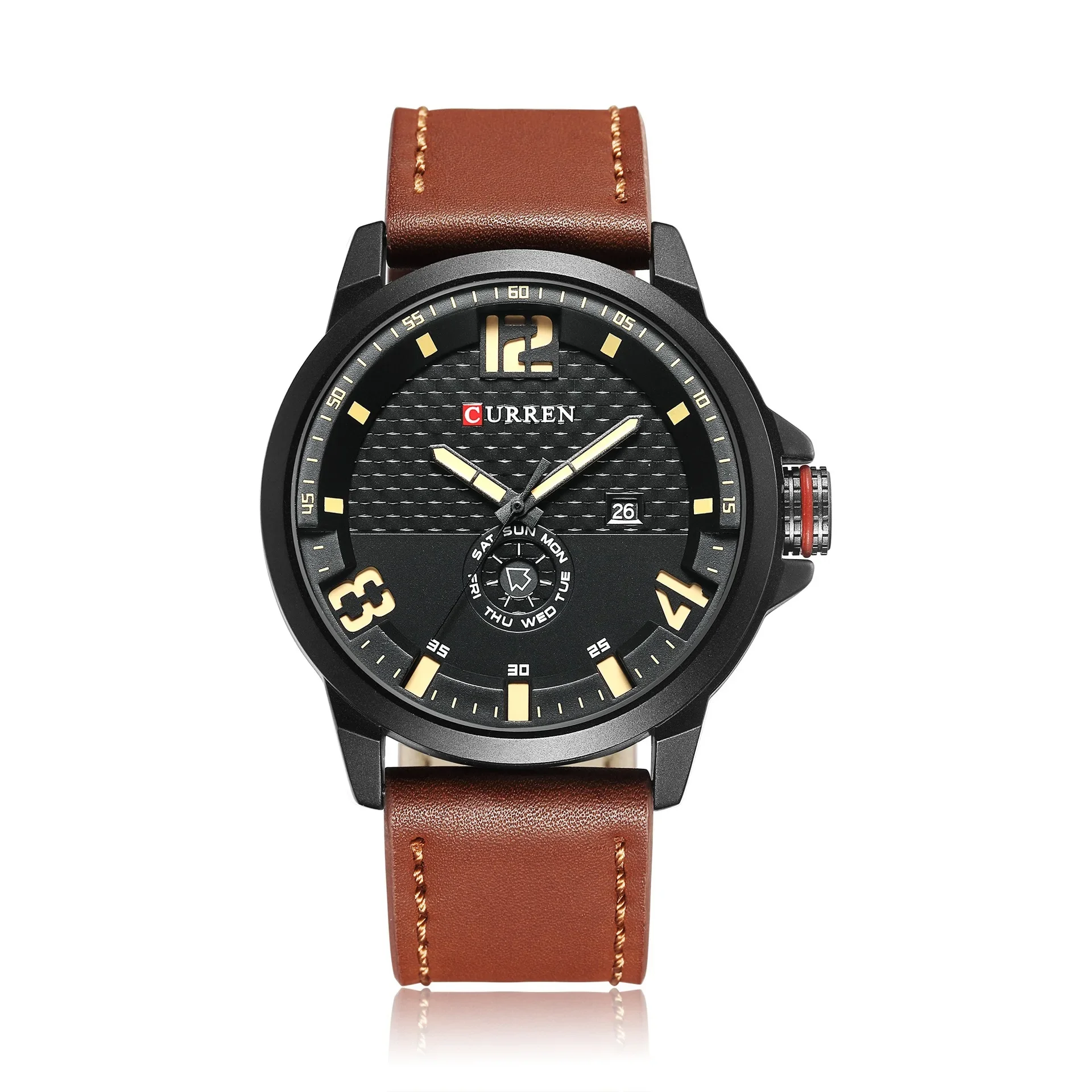 CURREN M8253 Brand Military Watches Men Quartz Analog 3D Face Leather Clock Man Sports Watches Army Watch Relogios Masculino