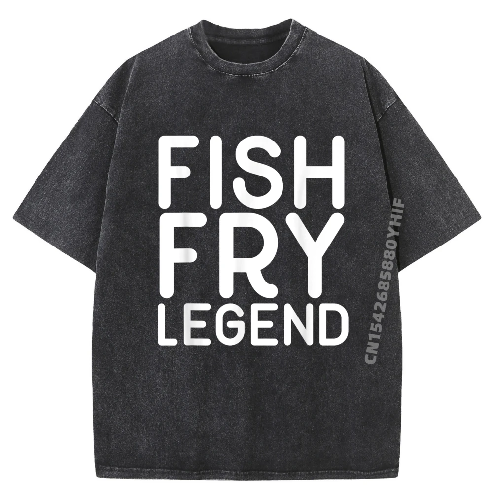 

Мужские топы с буквенным принтом, белая футболка Fish Fry Legend, мужская футболка с рисунком Camisas De Hombre, мужская уличная одежда, стираная футболка