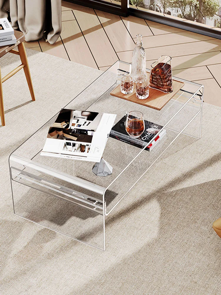 Acrylic Transparent Coffee Table,Home Living Room,TV Cabinet,Sofa,Central Tables,Modern Bay Window,Low Table,Movable Furniture