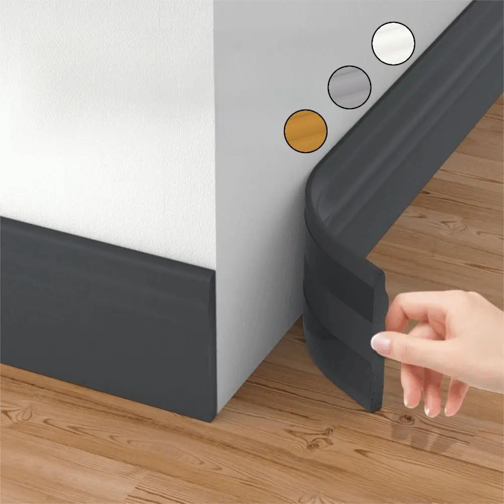1M/Roll Baseboard Molding Trim Self Adhesive Anti-collision Wall Baseboard 3D Soft Wall Sticker Home Decor