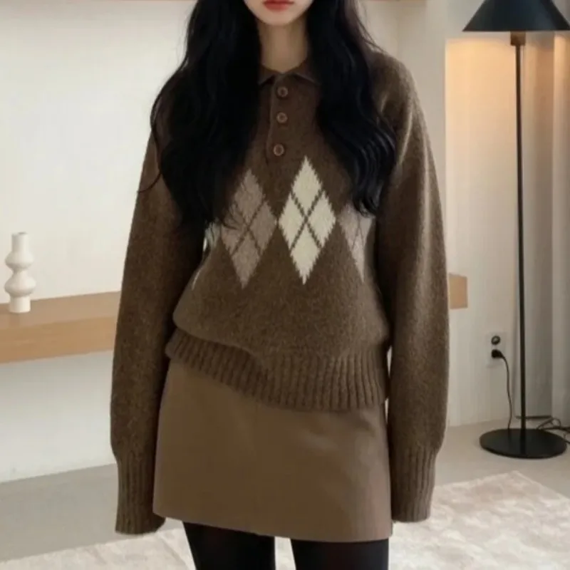 Chic Women's Loose Knitted Sweater Coat Soft Versatile Lazy Sle Autumn Winter New Arrival Faionable Casual Inner Wear Top