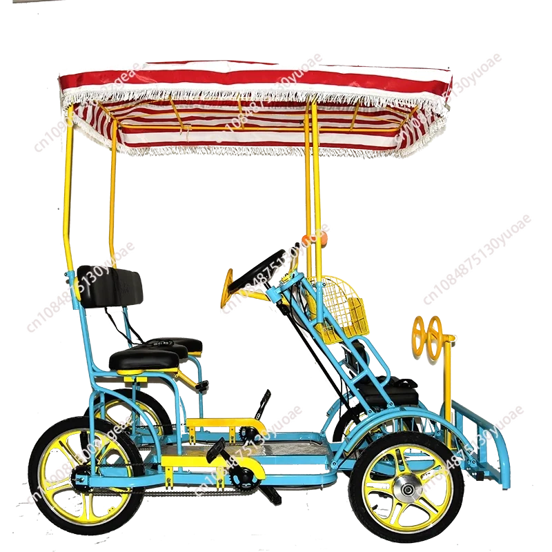 rugged Single Row Double Bicycle Multi-Person Riding Four-Wheel Brake Pedal Integrated Wheel Couple Two-Person Riding