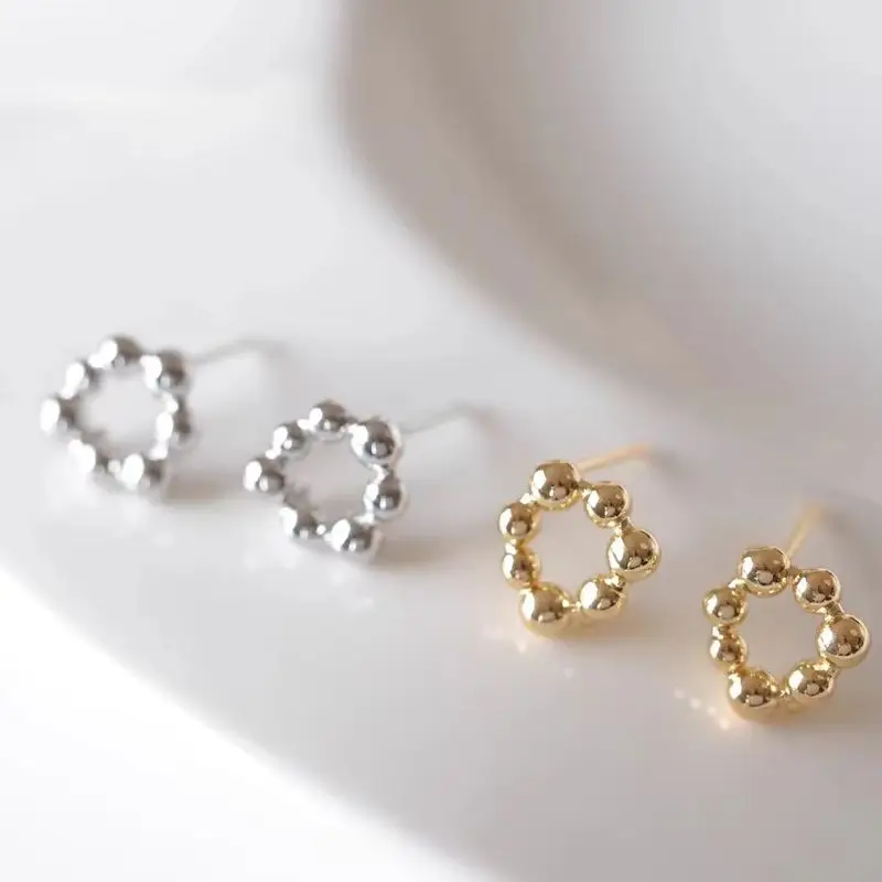 

2PCS 11x10mm 14K Gold Color Irregular Ball Ring Work in Progress Earrings DIY Handmade Charm Accessories E039