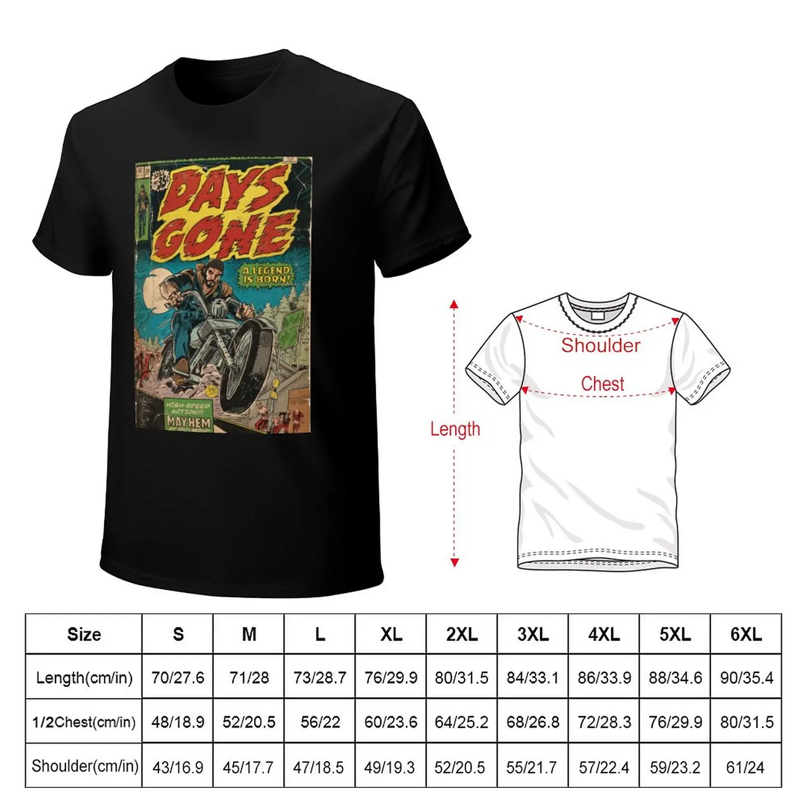 Mayhem at 180mph - Days Gone fan art comic cover T-Shirt hippie clothes Men's cotton t-shirt