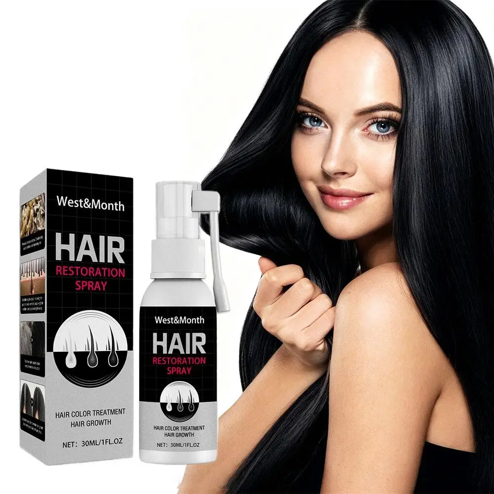 Plant Extract Supple Deep Nourishing Massage Scalp 30ml Black Hair Spray Strong Hair Roots Color Treatment Natural Black Spray