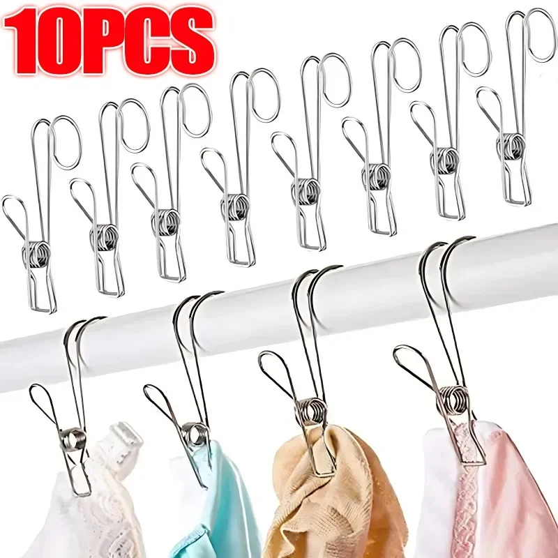 

1-10PCS Stainless Steel Clothes Peg Bathroom Towel Clip Multipurpose Laundry Clothes Socks Peg Kitchen Organizer Hook Clothespin