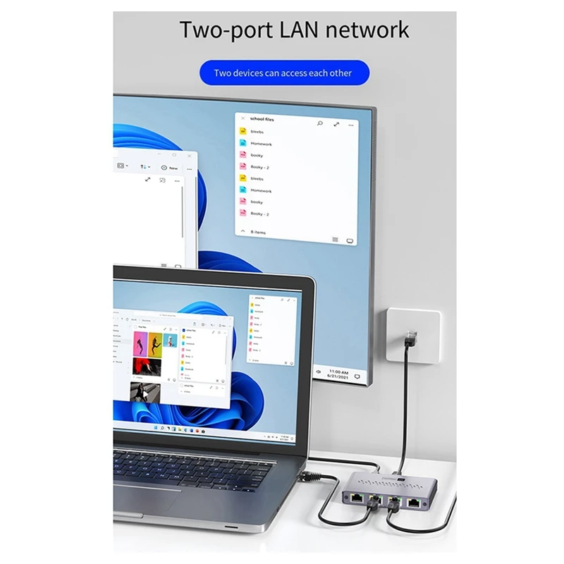 GO-New Network Cable Splitter 1 To 4 Gigabit Network Distributor Simultaneous Internet Access, RJ45 Network Switch Extender