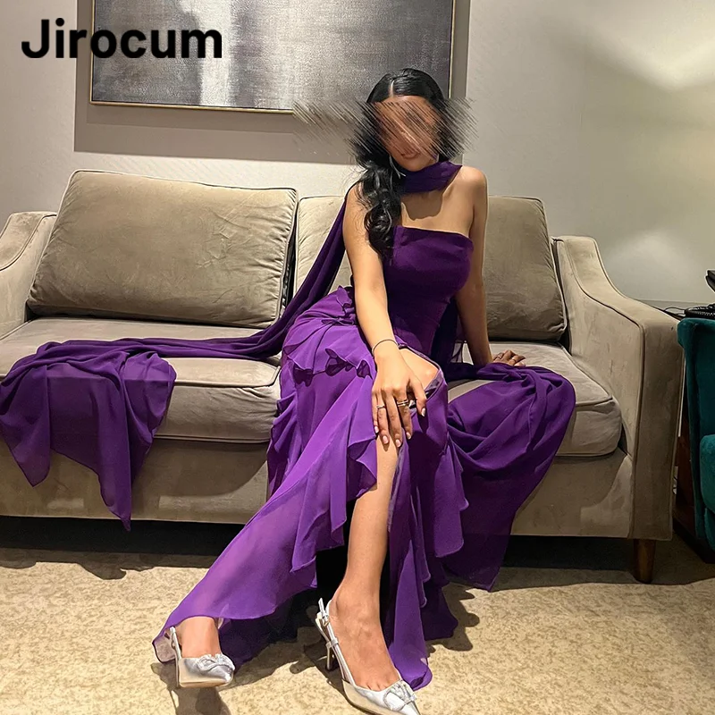 

Jirocum Elegant Mermaid Prom Dresses Women's Strapless Off Shoulder Dinner Party Evening Gowns Ruffled Special Occasion Dress