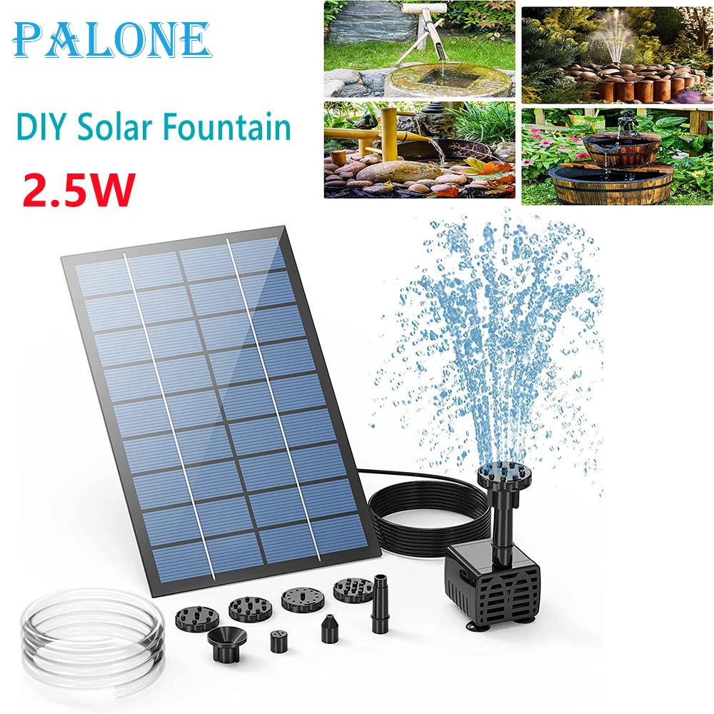 

PALONE 2.5W Solar Fountain Pump,with 6Nozzles and 4ft Water Pipe,Solar Powered Pump for Bird Bath,Pond,Garden and Other Places.