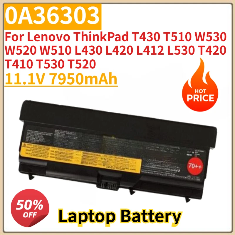 

New A36303 Laptop Battery 11.1V 7950mAh For Lenovo ThinkPad T430 T510 W530 W520 W510 L430 L420 L412 L530 T420 T410 T530 T520