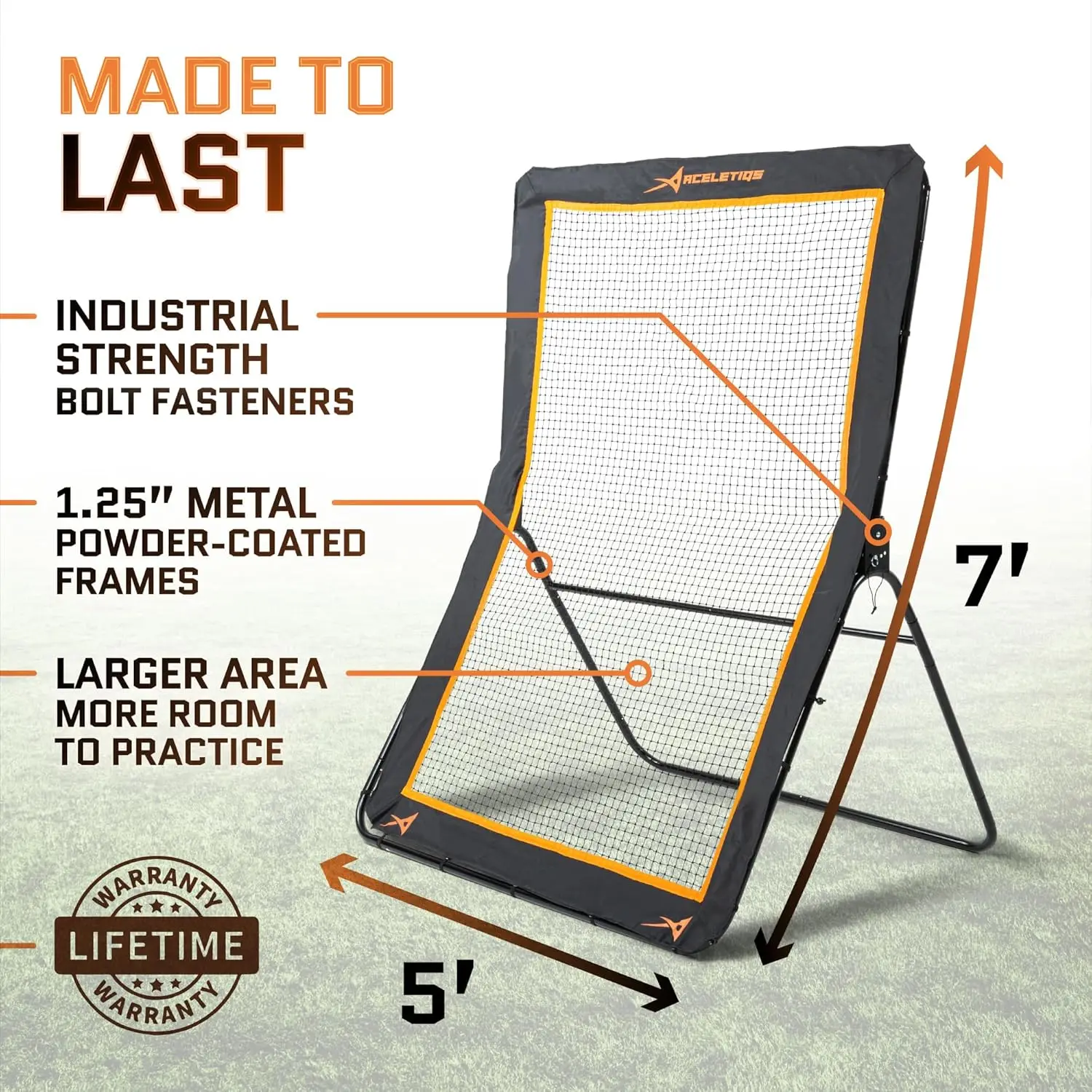 Rebotador de lacrosse para quintal 5x7 pés rebounder de beisebol rebounder de vôlei - bola de lacrosse pitchback, retrocesso,