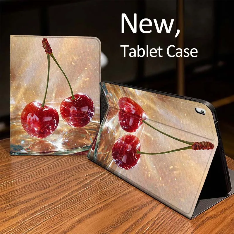 

Red Cherry Decor Ornament For iPad Pro mini Air 1 2 4 3 5 6 7 8gen 9gen 11 M2 M3 M4 6th 7th 10th 11th Gen 2025 Tablet Case