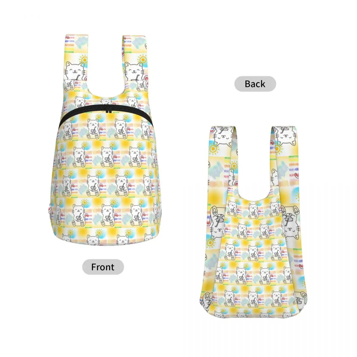 Kitty In A Summer Mood With Bubble Tea Backpack Student Storage BookBag Kids School Bag Laptop Shoulder Bags for Boys Girls