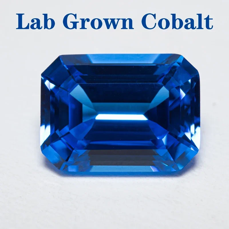 

L-Lab Grown Cobalt Spinel Emerald Cut Blue Demon Color Gemstone Charms DIY Jewelry Making Material Selectable AGL Certificate