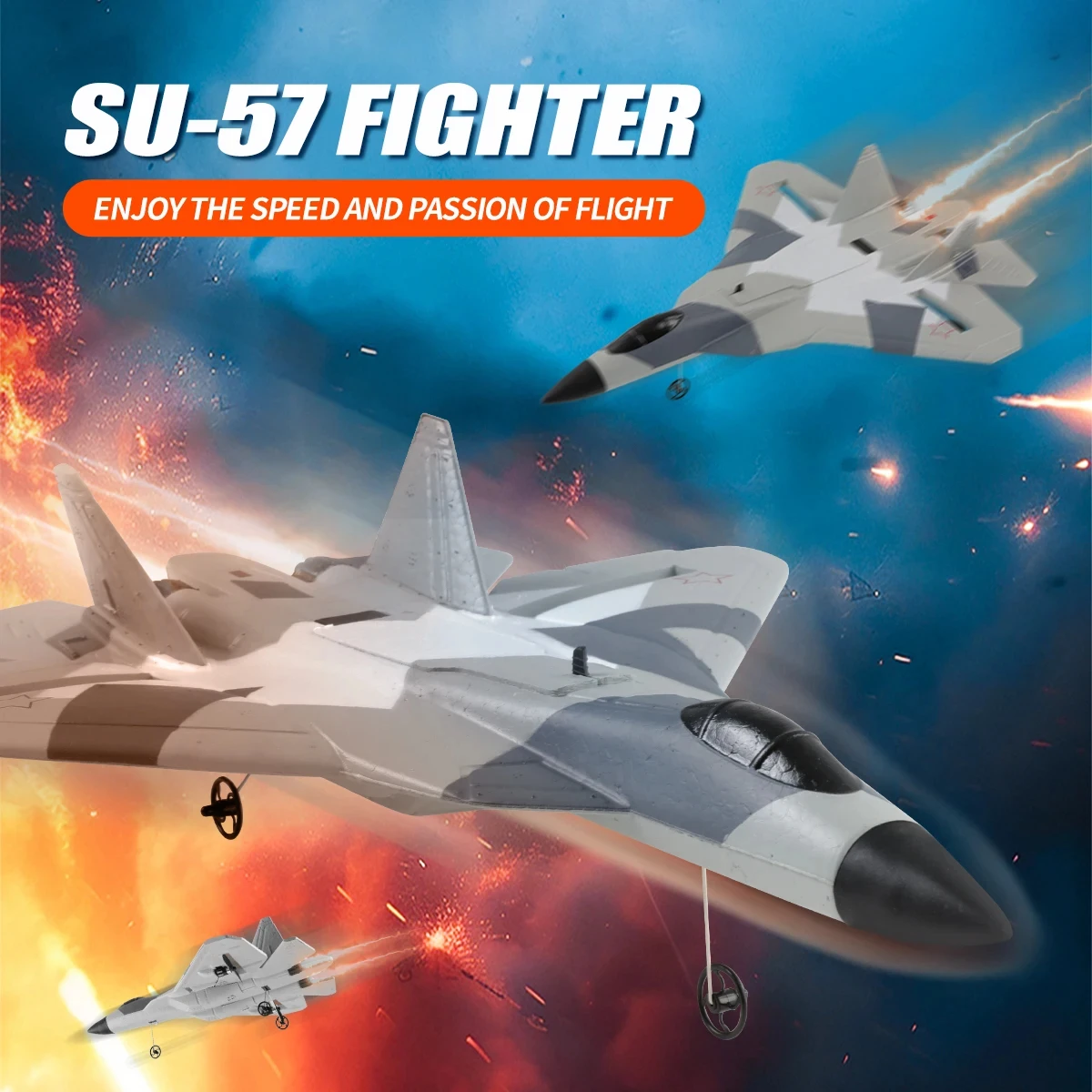 SU57 2.4G 2CH EPP Foam RC Fighter Plane 3-Axis Gyro Camouflage Fixed Wing Hand Throw Glider Kids Toy