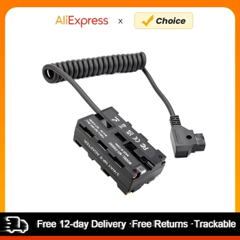 D-Tap Dual-Sided NP-F550 Dummy แบตเตอรี่ขดสาย DC Coupler อุปกรณ์เสริมสําหรับจอภาพ LED Video Light เครื่องส่งสัญญาณ