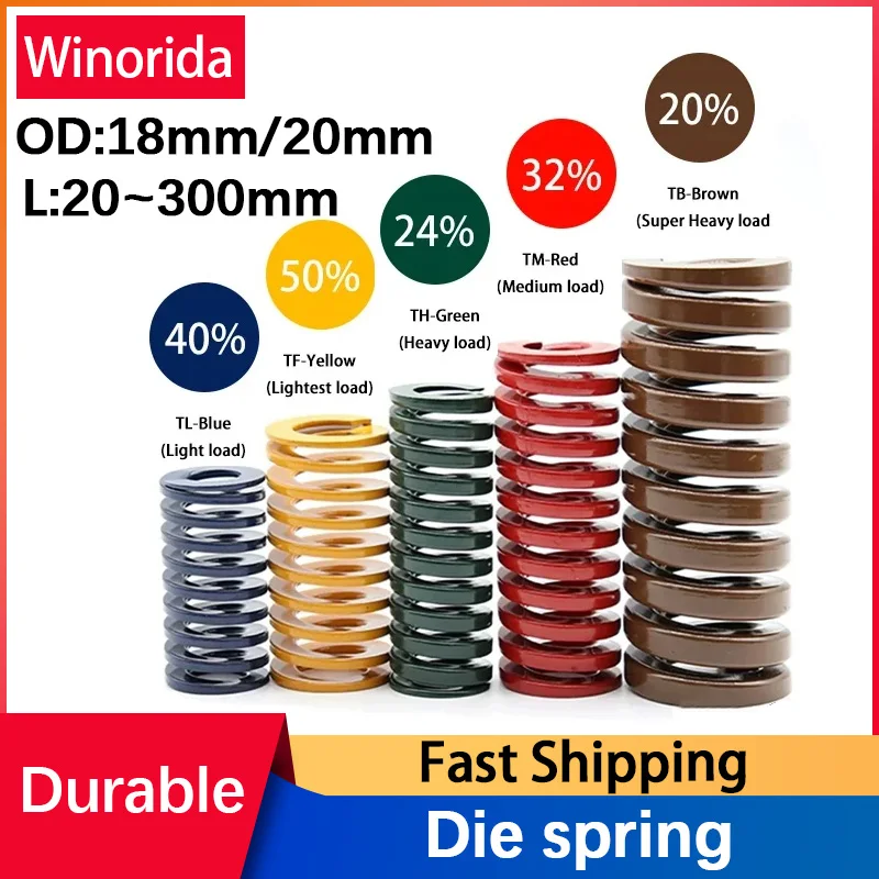 65Mn Outer Diameter 18mm 20mm Inner Diameter 9mm 10mm  Mould Die Spring Spiral Stamping Compression Springs