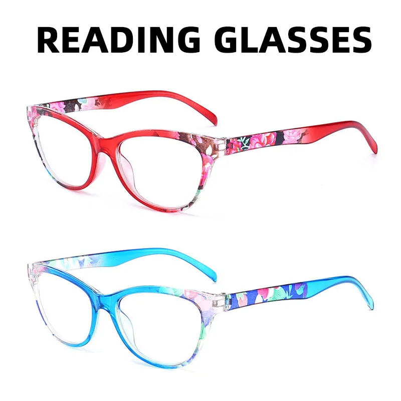 الرجعية النساء الأزهار القراءة طويل النظر نظارات للقراءة القارئ القط العين خمر النظارات Laides مع الديوبتر + 1.0 + 3.0 + 3.5 + 4