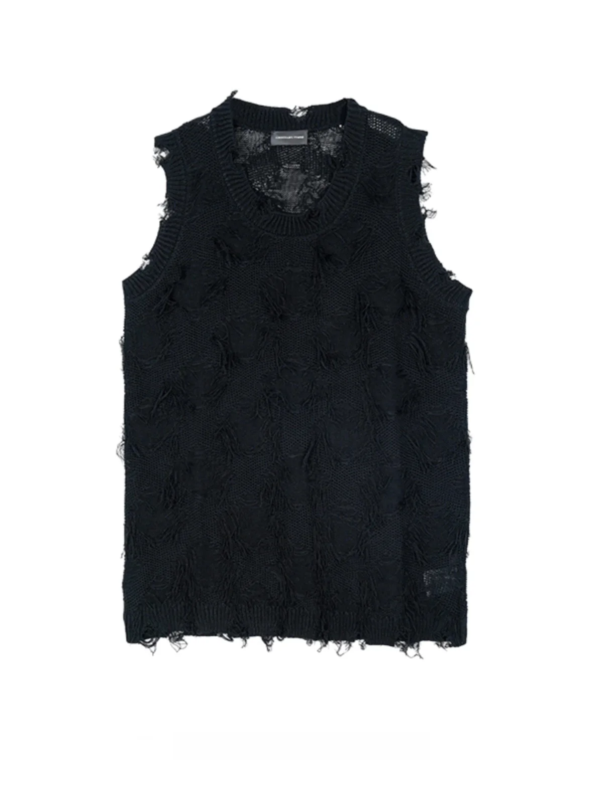 

Ordinarytimes Women's Knitted Vest round Ne Tassel Thin Design Summer Faion Casual Pure Color Mid-Length Vest OT058