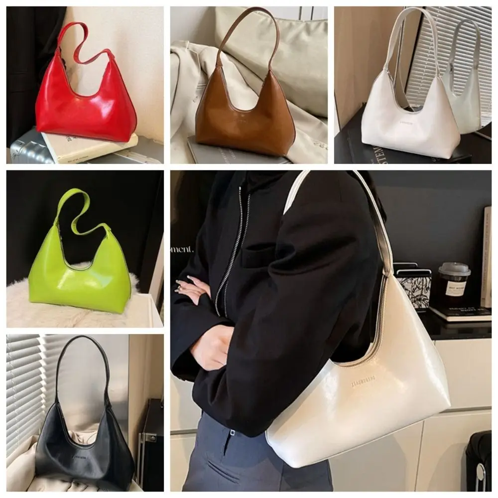 

Soft Solid Color Women Hobo Bag Anti-Splash Water Large Capacity Underarm Bag Handbag Purses PU Leather Shoulder Bag Girls