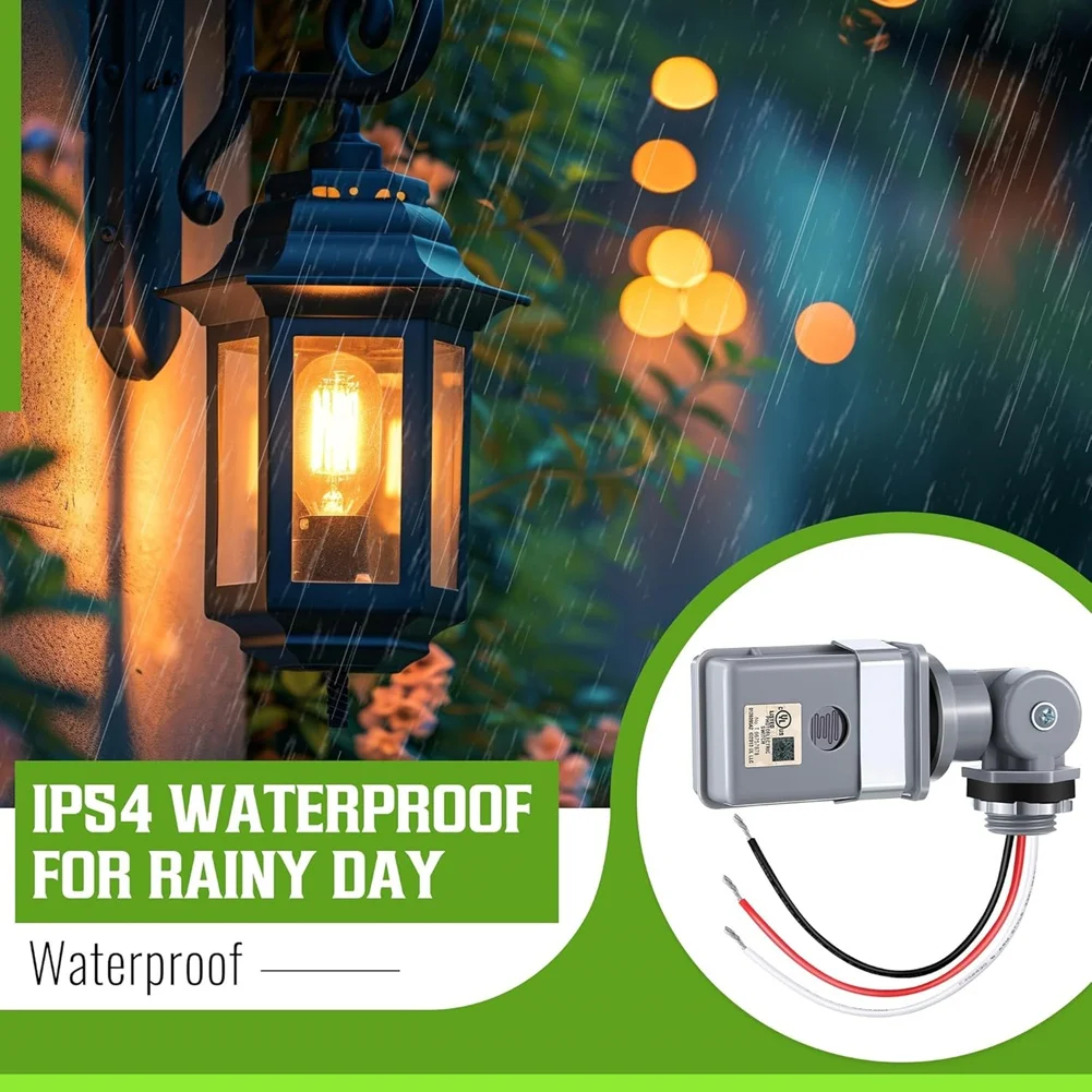 

Датчик фотоэлемента из 4 комплектов для наружного освещения, фотоэлемент 120 В переменного тока, 50/60 Гц, IP54, фотоэлемент с поворотным креплением, датчик от заката до рассвета