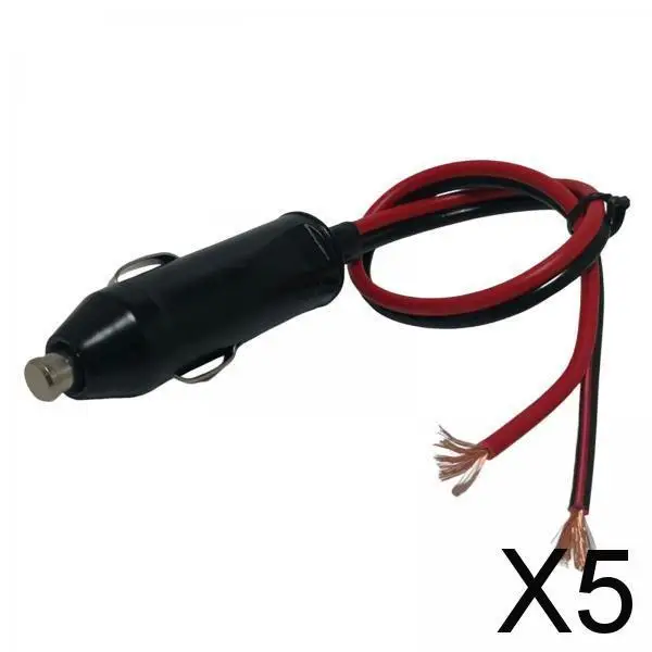 

5X Heavy Duty Cigarette Lighter Male Plug with Leads Replace Part with 10cm