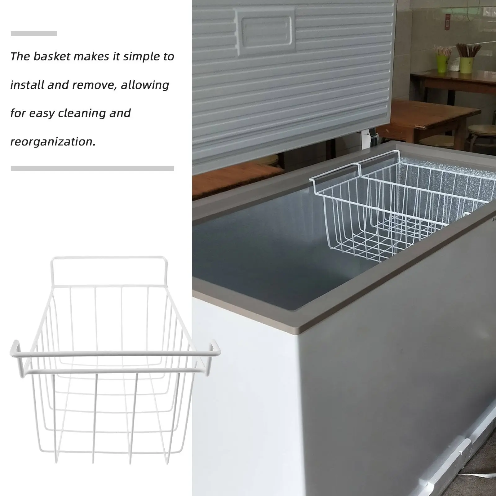

Deep Freezer Storage Rack Refrigerated Storage Hanging Basket Organizer Wire Chest Bin Rack Universal Fit For All Freezer Brands