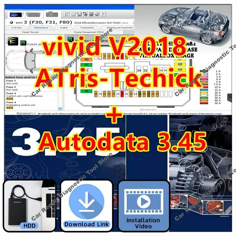 

2024 Hot sale Auto data 3.45 vivid workshop 2018.1 Auto Repair Software install video guide remote install help Auto Repair Data