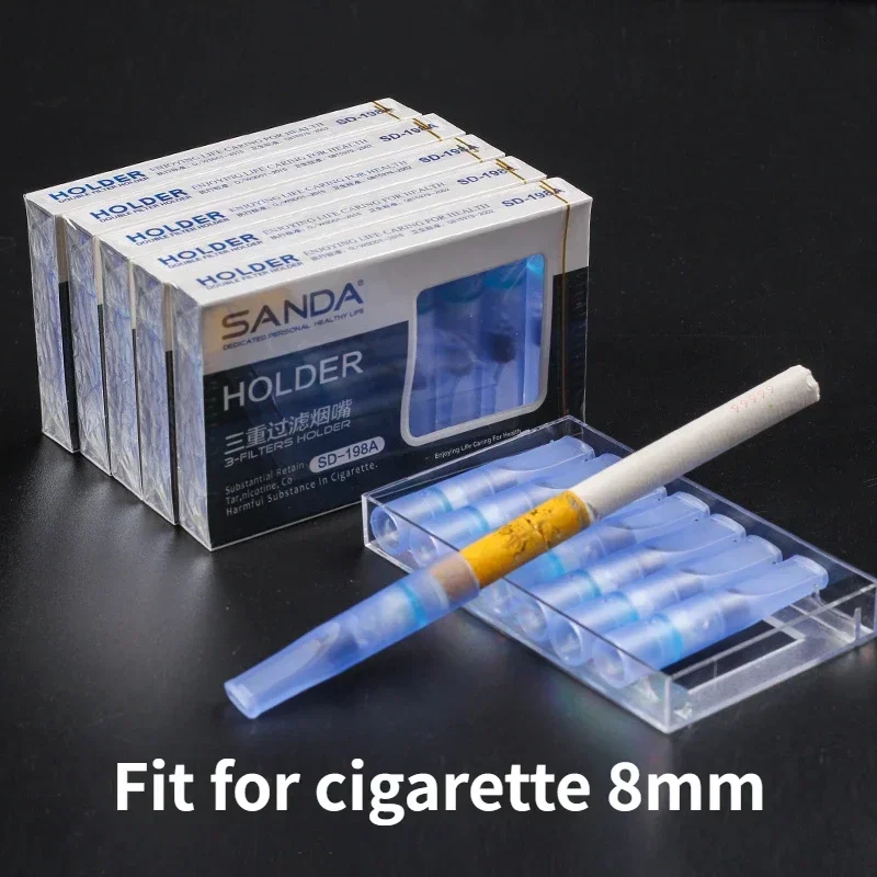 SANDA Disposable For 8mm Cigarette Holder Tar Filtration Healthy Hookah Shisha Pipe Fashion Acrylic Tobacco Filter Smoking Tool