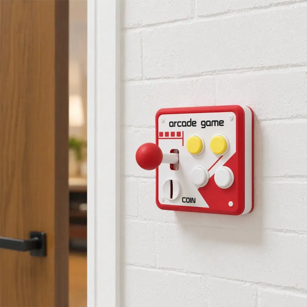 Creative Arcade Joystick Light Switch Cover 86 Type Punch Free Switch Frame Cover 3D Printed Retro Light Switch Guard Cover